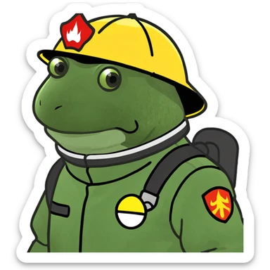 bufo in a fire fighter suit sticker