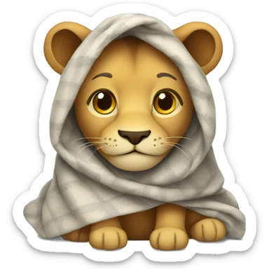 lion wrapped in blanket sticker