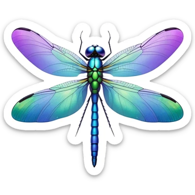 Blue, green and purple dragonfly sticker