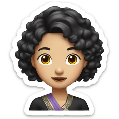 Thai girl with black wavy hair sticker