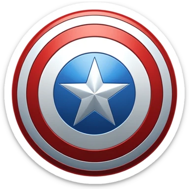 Captain America shield, bold red white and blue, iconic star in center sticker