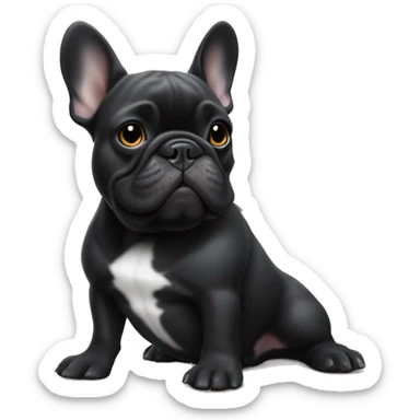 All black french bulldog with money in his paws sticker