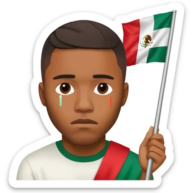 Frank ocean holding the Mexican flag and his face looks sad with tears sticker