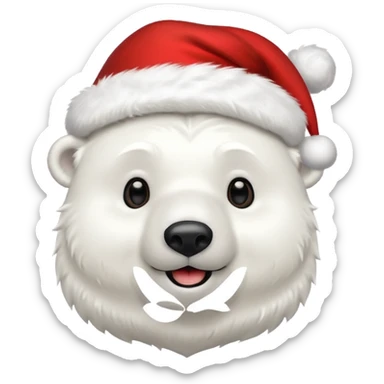 polar bear with christmas hat on sticker