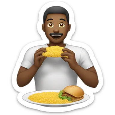 personne qui mange un gros repas sticker