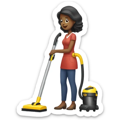 Lady vacuuming sticker