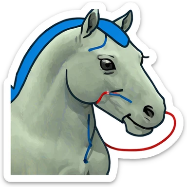 fast electric horse made of electricity, metal plates, bolts, visible blue and red wires, lightning coursing through its body sticker