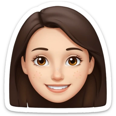 brunette with lots and lots of pimples on her cheek and forehead, still smiling sticker
