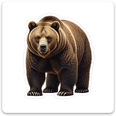Brown bear realistic sticker white background sticker