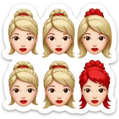 woman red lips, deifferent hair styles. sticker
