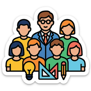 A group of 8 designers and one manager sticker