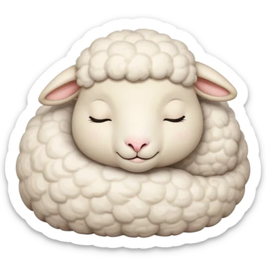 Meme-Worthy Cute Sleeping Sheep Portrait Emoji, Head resting peacefully with a contented smile, showcasing a robust build and a luxuriously soft white fleece, eyes shut in a serene, restful nap, Simplified yet hilariously adorable features, highly detailed, glowing with a soft, drowsy light, high shine, relaxed and utterly lovable, stylized with an air of playful laziness, bright and heartwarming, soft glowing outline, capturing the essence of a comically sleepy sheep, so meme-worthy it feels like it could instantly become the next viral sensation of adorable slumber! sticker