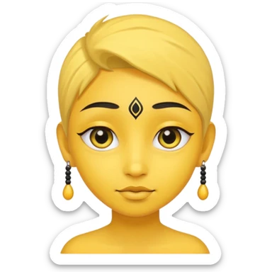 Yellow face with cute eyes and black bindi sticker