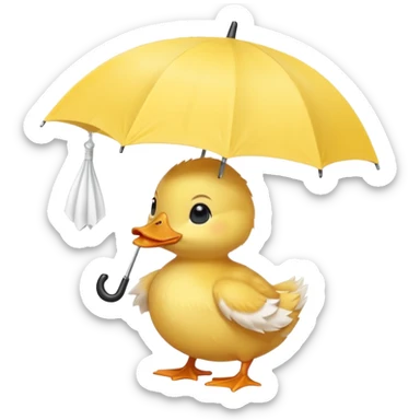 baby Duck holding white umbrella sticker