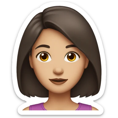 Dark brown haired girl with medium length with brown eyes sticker