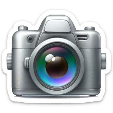 Realistic isolated gradient silver holographic cannon camera sticker