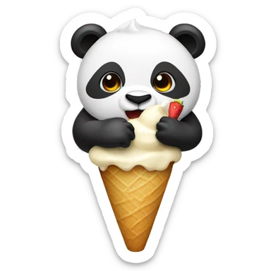 Panda eating ice cream sticker