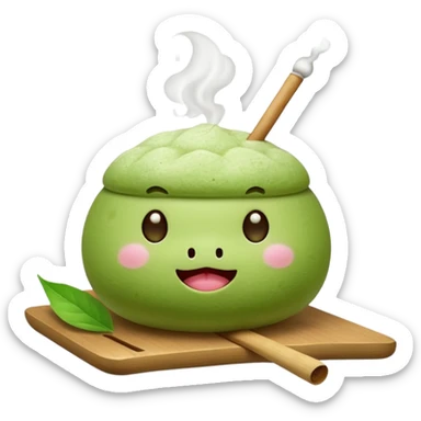 Matcha mochi cute face smoking joint sticker