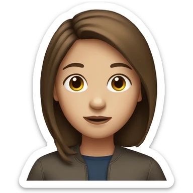 Girl with brown hair using a ipad sticker