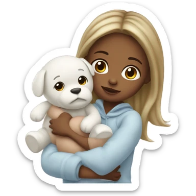 little white girl with baby plushy sticker