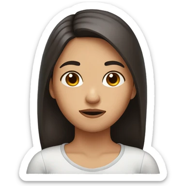 Girl with dark brown hair and dark brown eyes confused sticker