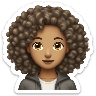 lightskin girl with curly hair  sticker