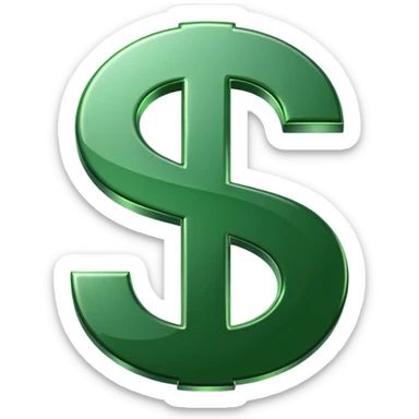 Cashapp emoji, a green dollar symbol with transparent background sticker