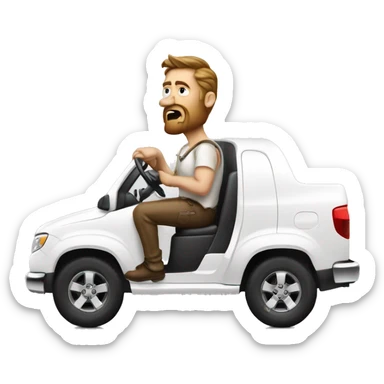 Man driving a white Holden Colorado with a bull bad sticker