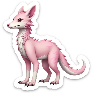 Feral Rare Fantasy cute pastel pink Vernid-Sergal-Trico-species by LiLaiRa, markings, full body, 4 legs sticker