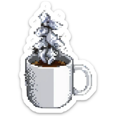 Coffee mug with steam sticker