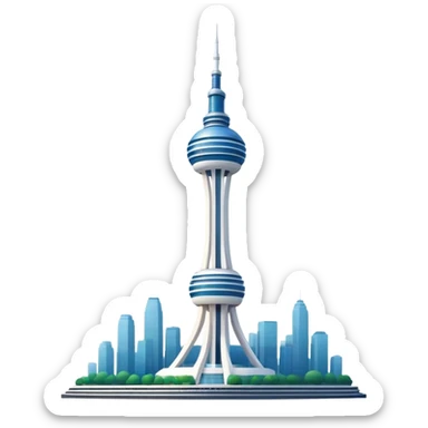 Cinematic Realistic N Seoul Tower Landmark Emoji, showcasing a futuristic tower with panoramic views rendered with sleek textures and vibrant, modern lighting. sticker
