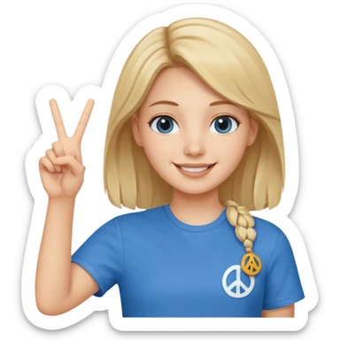 smiling girl with peace sign\ sticker
