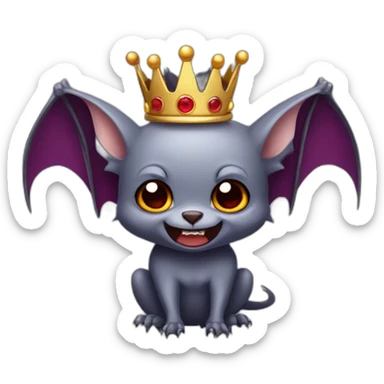 vampire bat with wings wearing a crown sticker
