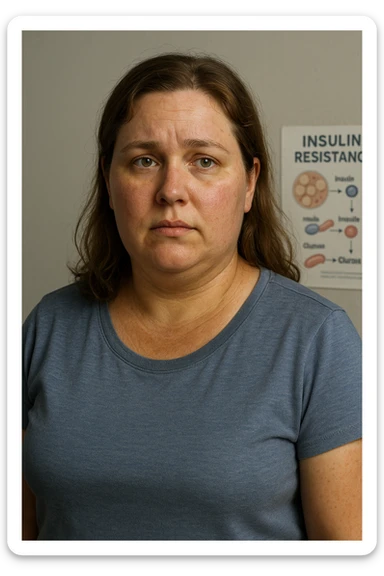 donna con insulino resistenza iper realistica 4k e molto specifica sticker