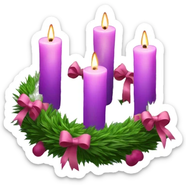 Advent wreath with three purple candles and one pink candle sticker
