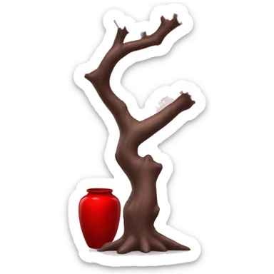 cherry blossom tree with a red vase  sticker