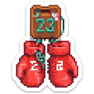 красные боксерские перчатки друг на друге с надписью "23", no background sticker