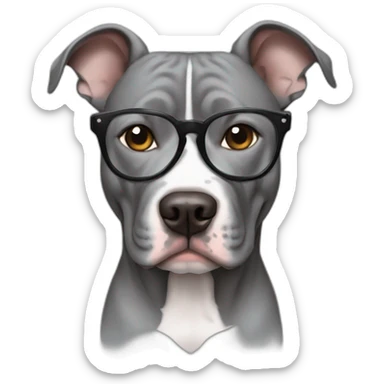 gray pitbull wearing glasses sticker