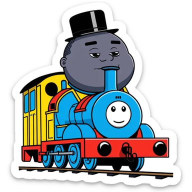 Notorious B.I.G. as Thomas the Train, playful and iconic sticker