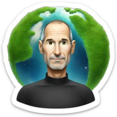 Steve jobs sentado encima del planeta tierra sticker