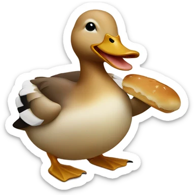 Duck eating bread sticker