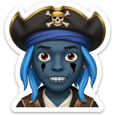Un pirate qui fait peur uniquement bleu et noir sticker