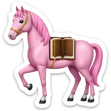 pink horse with book sticker