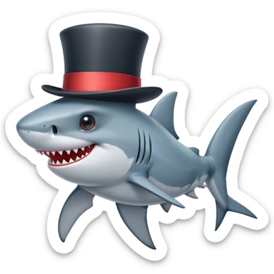 Shark with a top hat sticker