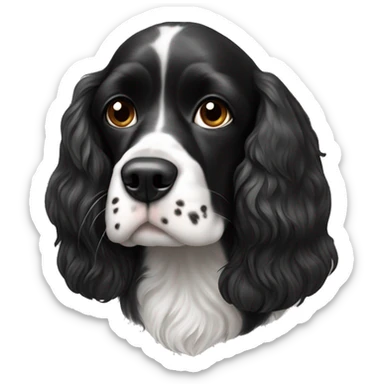 black and white cocker spaniel with nose spots sticker