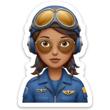 A female pilot with medium skin and tied-back brown hair sticker