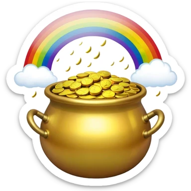 Pot of gold under rainbow sticker