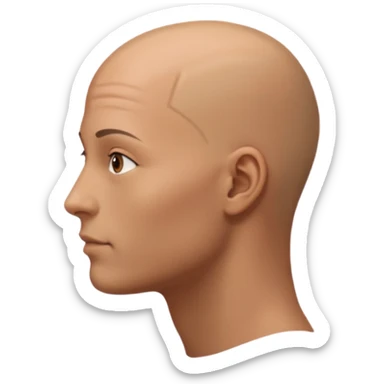 the profiile of a face with no hair, looking completely to the rifht sticker