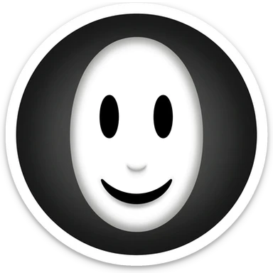 Circle black smiling white face sticker
