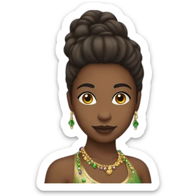 girl mardi gras neutral skin tone sticker